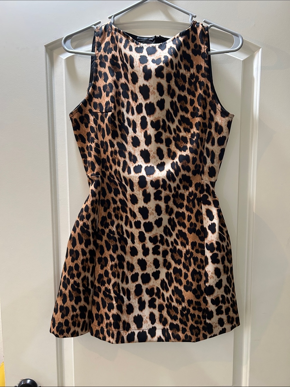 Sleeveless Leopard Print Mini Dress in Brown and Black